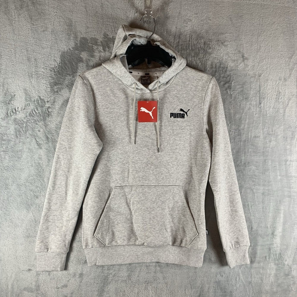 Puma Womens Hoodie XS Sweatshirt Gray Essentials‎ Logo Kangaroo Pocket Gym NWT